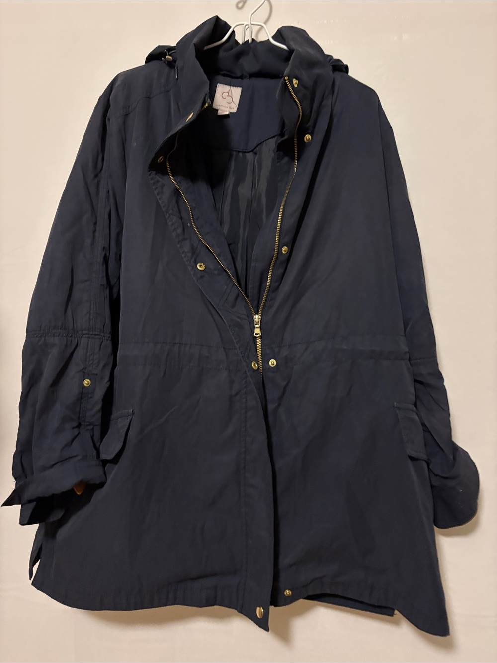 Unbranded Navy Hooded Utility Jacket with Gold Hardware
